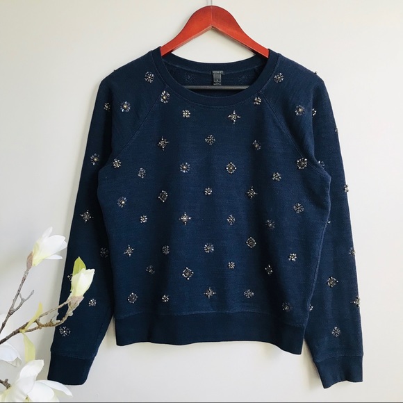 J. Crew Tops - J. Crew beaded sweatshirt in navy color